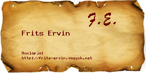 Frits Ervin névjegykártya